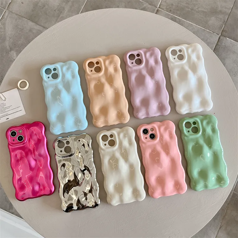 Wavy Varnish Bubble Case for iphone 15 14 pro max 13 12 11 Shockproof high quality protective cover Concave convex fashion