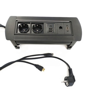 New EU Type Aluminum Alloy <strong>Desktop</strong> <strong>Manual</strong> Flip up Outlet <strong>Socket</strong> for Office Table with Network HDM USB a +USB Charging Port