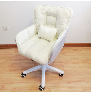 Comfortable Flannelette Computer Chair with Back Armrest Ins Solid Color Study Chair Dormitory Bedroom Can Lift Lazy <strong>Swivel</strong> Chai - Product Image 6