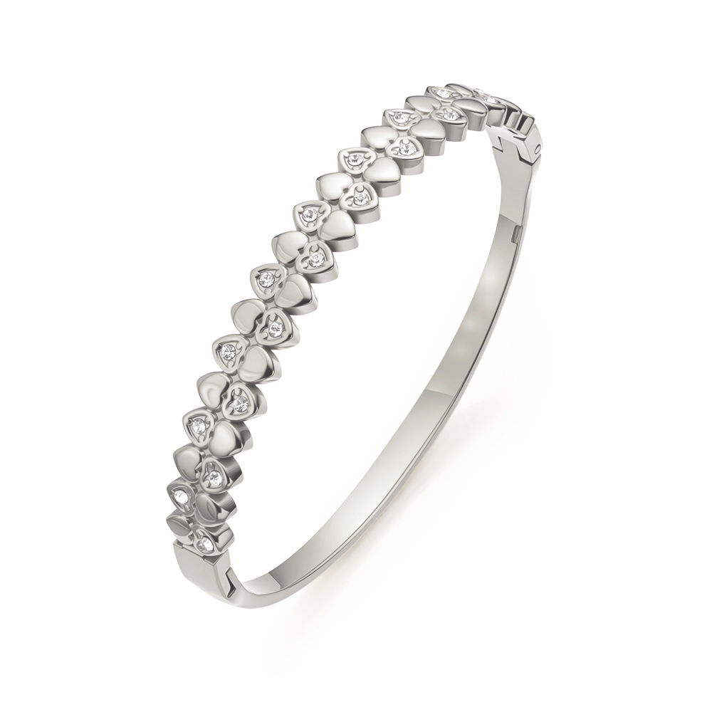 Bracciale Hmsz012 a forma di cuore con cuciture in zircone color acciaio - 860mm