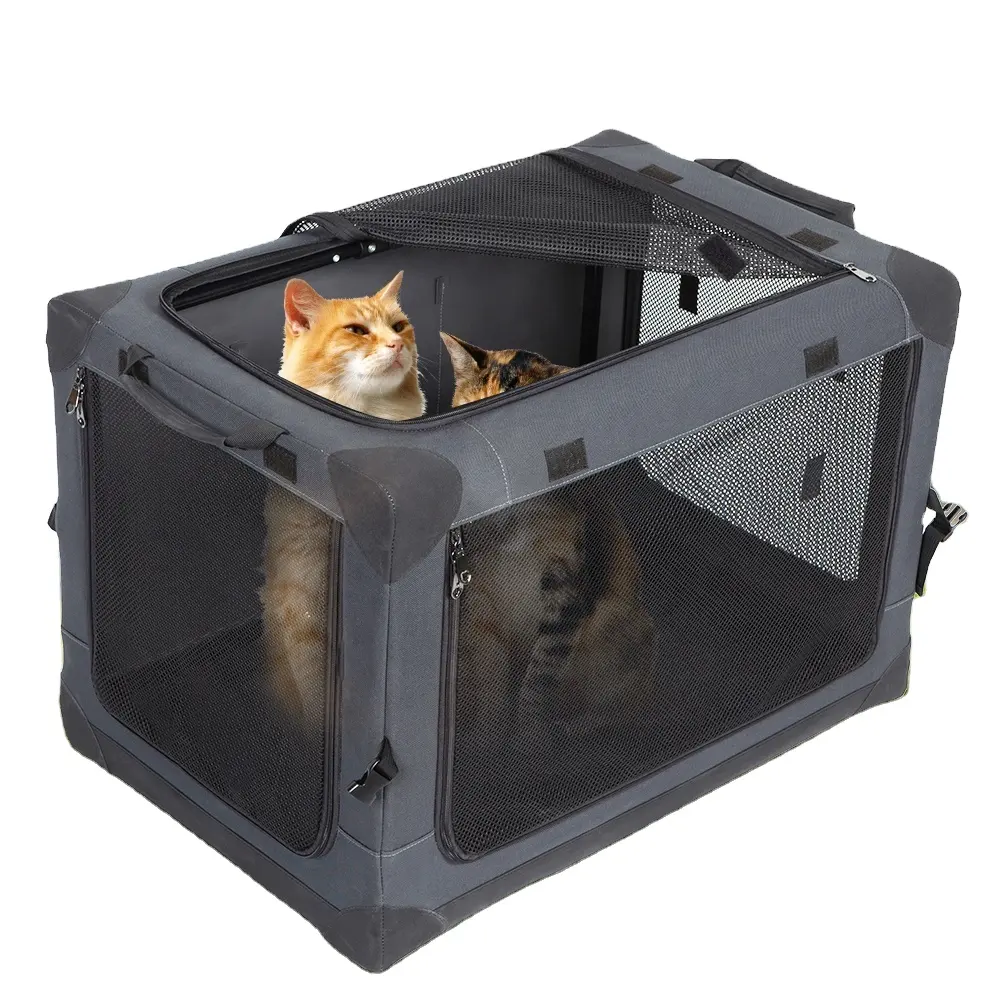 ペット輸送キャリアバッグ通気性犬猫キャリアバッグケースビッグスペースカーポータブルキャリング旅行子犬ケージボックス