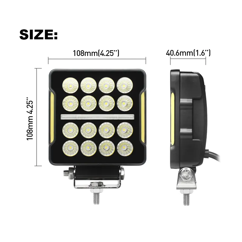 12V 24W 4x4 ATV ip67 vehicle working lamp led truck accessories car offroad auto led driving light