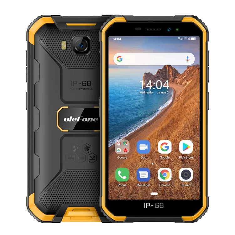 Celular ulefone armor x6 robusto 2gb + 16gb, smartphone com android 5.0, tela de 9.0 polegadas, identificação facial, laranja