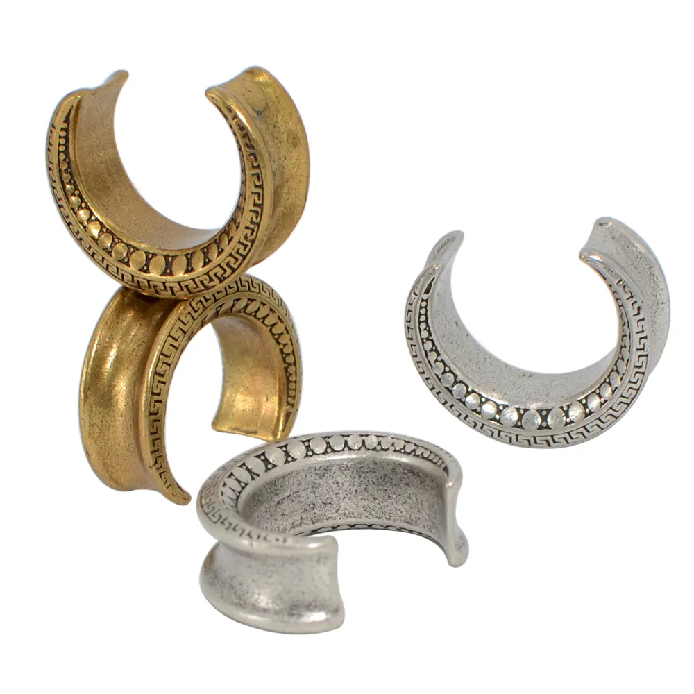 Moda tribale antico Vintage oro argento peso orecchio tondo espansore Tunnel orecchio tappo corpo Piercing gioielli 8-25mm