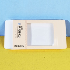 Hộp in ấn tùy chỉnh Cmyk các tông màu trắng gấp giấy thực phẩm đông lạnh tôm màu be gói hình chữ nhật hộp với cửa sổ trong suốt - Product Image 3