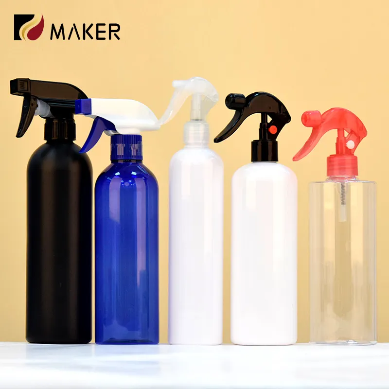 Botella de espray de agua de plástico reciclado personalizada al por mayor para salón de peluquería, recargable, 100ml, 200ml, 300ml, 500ml, espray de niebla fina continua