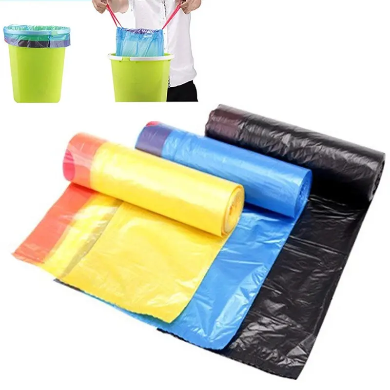Bolsas de basura con cordón para la cocina, cubo de basura grande para baño, bolsas de plástico para el hogar, venta al por mayor