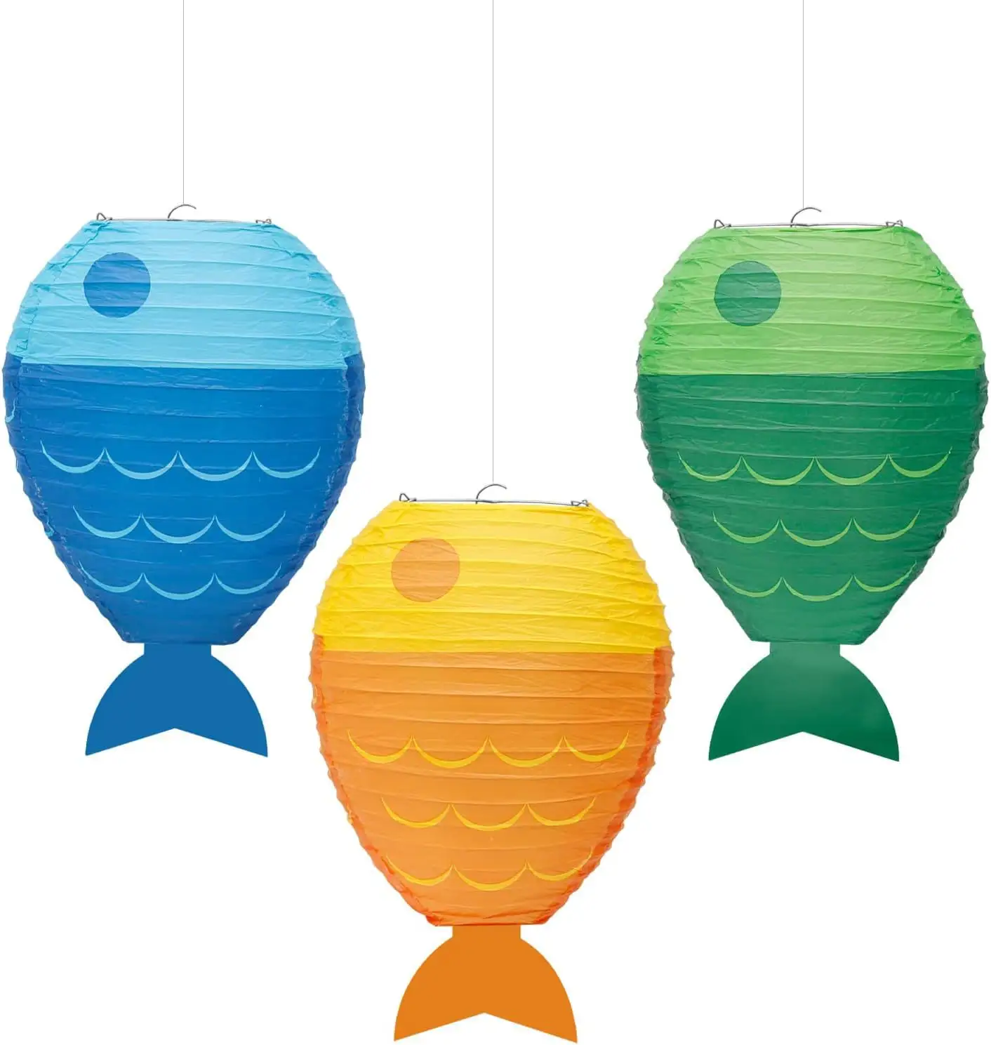 Nuevo diseño 25cm forma de pez linterna de papel al por mayor linternas de papel diy para favores de fiesta