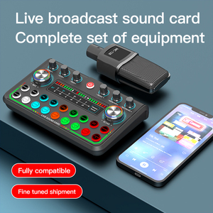 Tarjeta de sonido en vivo Kit mezclador de micrófono F999 + MC98 Consola de grabación de audio Amplificador Efectos de sonido Compatible con teléfono - Product Image 3