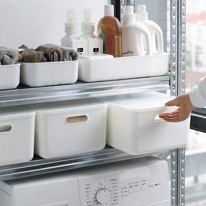 多機能デスクトップ収納容器長方形プラスチック収納箱オフィス雑貨収納ボックスふた付き - Product Image 3
