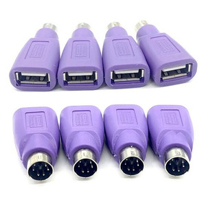 紫色USB PS2迷你DIN 6Pin连接器USB母插孔至PS2鼠标键盘公插头转换器电脑USB适配器 - Product Image 1
