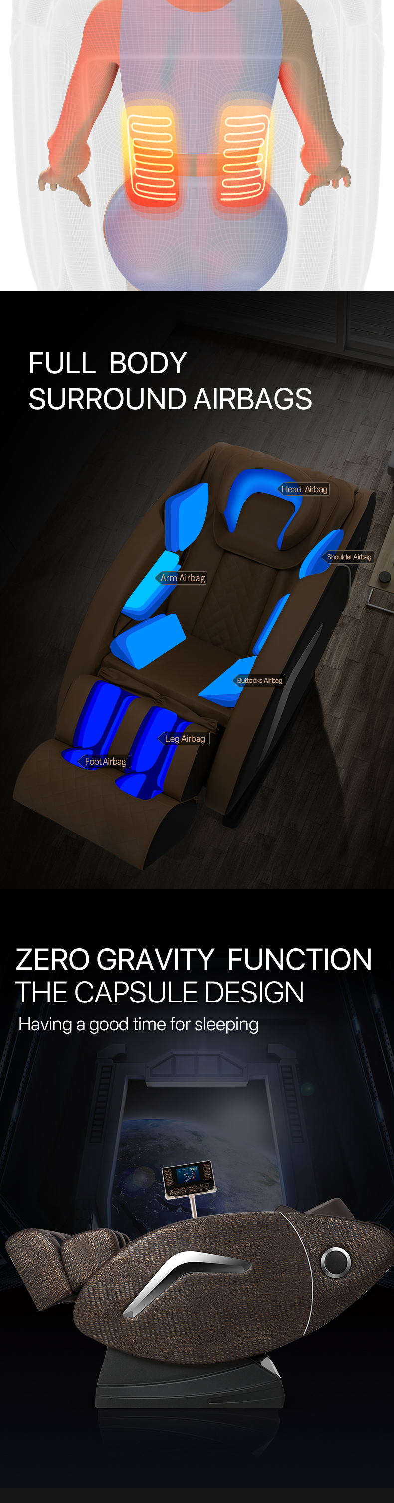 Jare R5-2C Factory Price OEM ODM Wholesale Electric Zero Gravity Full Body Cheap Recliner Shiatsu Life Power Relax Massage Chair