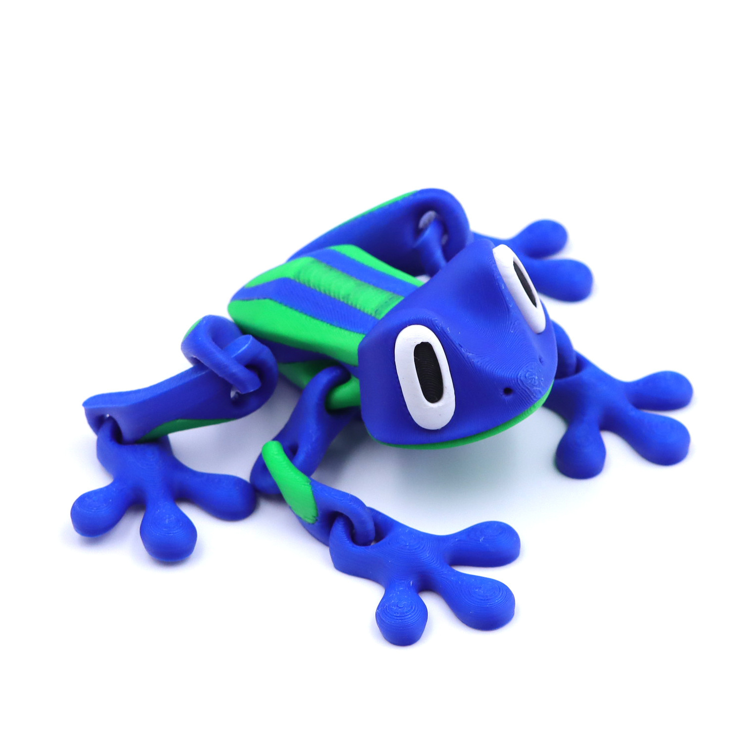 Grenouille à fixation magnétique 21cm-grenouille rayée bleu-vert