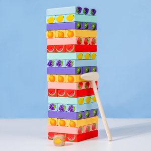 Children Educational Colorful Fruit <strong>Pattern</strong> Stacking <strong>Blocks</strong> Blank Tower Board Games <strong>Building</strong> <strong>Blocks</strong> Set - Product Image 2