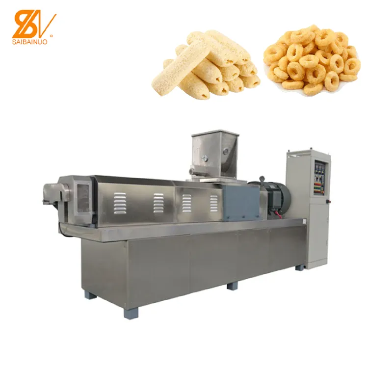 Cheese cereal puffed corn snacks production line flakes sticks extruder food making machine corn puffs snack making machines