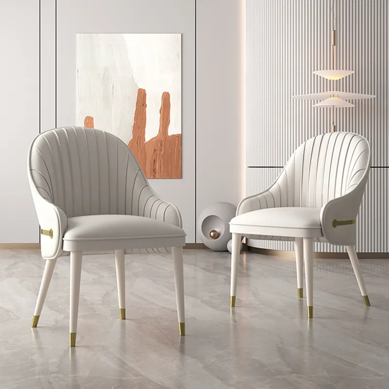 Atacado hotel e restaurante cadeiras café mobiliário moderno couro branco jantar cadeira