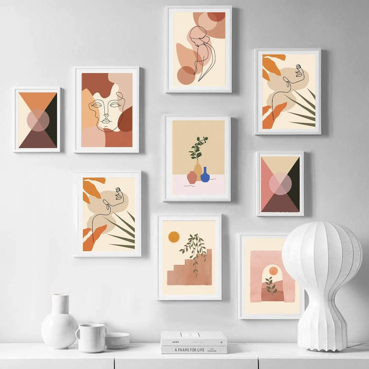 Nordic Poster Lijn Tekening Wall Art Abstracte Lijn Art Poster Waterdicht Vrouw Gezicht Tekening Moderne Esthetische Room Decor Dorm