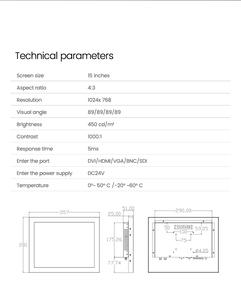 Monitores LCD versátiles de grado médico de 19/15 pulgadas con panel IPS de relación de aspecto SDI BNC 4:3 para uso de escritorio en hospitales - Product Image 4