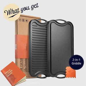 煤气炉用可逆双面烤盘2合1铸铁感应烤盘烤盘 - Product Image 5