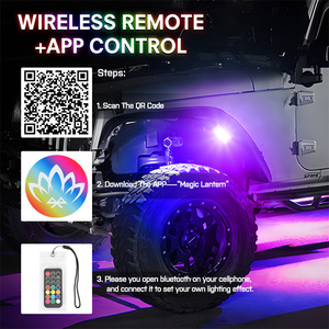 Underglow Phone App and Wireless Remote Control 4/<strong>6</strong>/8/12 Pods RGBW Color <strong>Led</strong> Rock Light <strong>Kit</strong> - Product Image 3