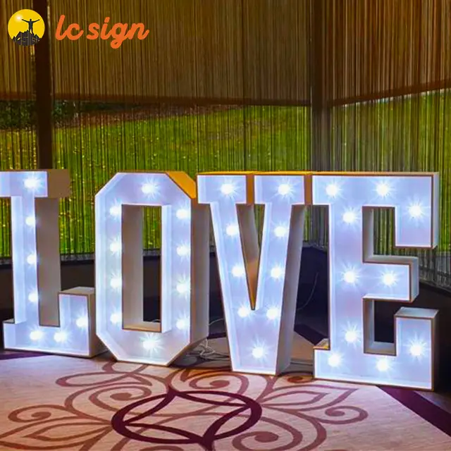 2020 Venta caliente led iluminado gigante 3d lettre geante led cartas al aire libre de la boda de cartas de amor.