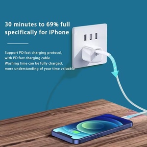 เครื่องชาร์จเร็วก้อนน้ำแข็งขนาดเล็ก30W PD30W แบบกำหนดเองสำหรับ Apple โทรศัพท์มือถือ u.s EU พร้อม QC3.0ทำจากแกลเลียมไนไตรด์ (Gan) - Product Image 6
