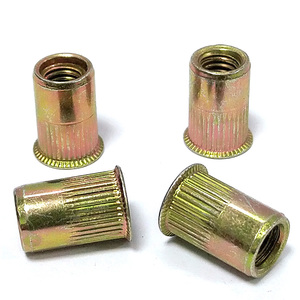 Open End Ribbed <strong>Rivet</strong> <strong>Nut</strong> Flat Head Yellow Zinc Plated Steel <strong>AVK</strong> <strong>Nut</strong> Type