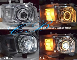 Modifiye melek göz hiace van KD200 için led far 2005-2018 otomobil parçaları LED Lens kafa lambası HIA-14-018 - Product Image 3