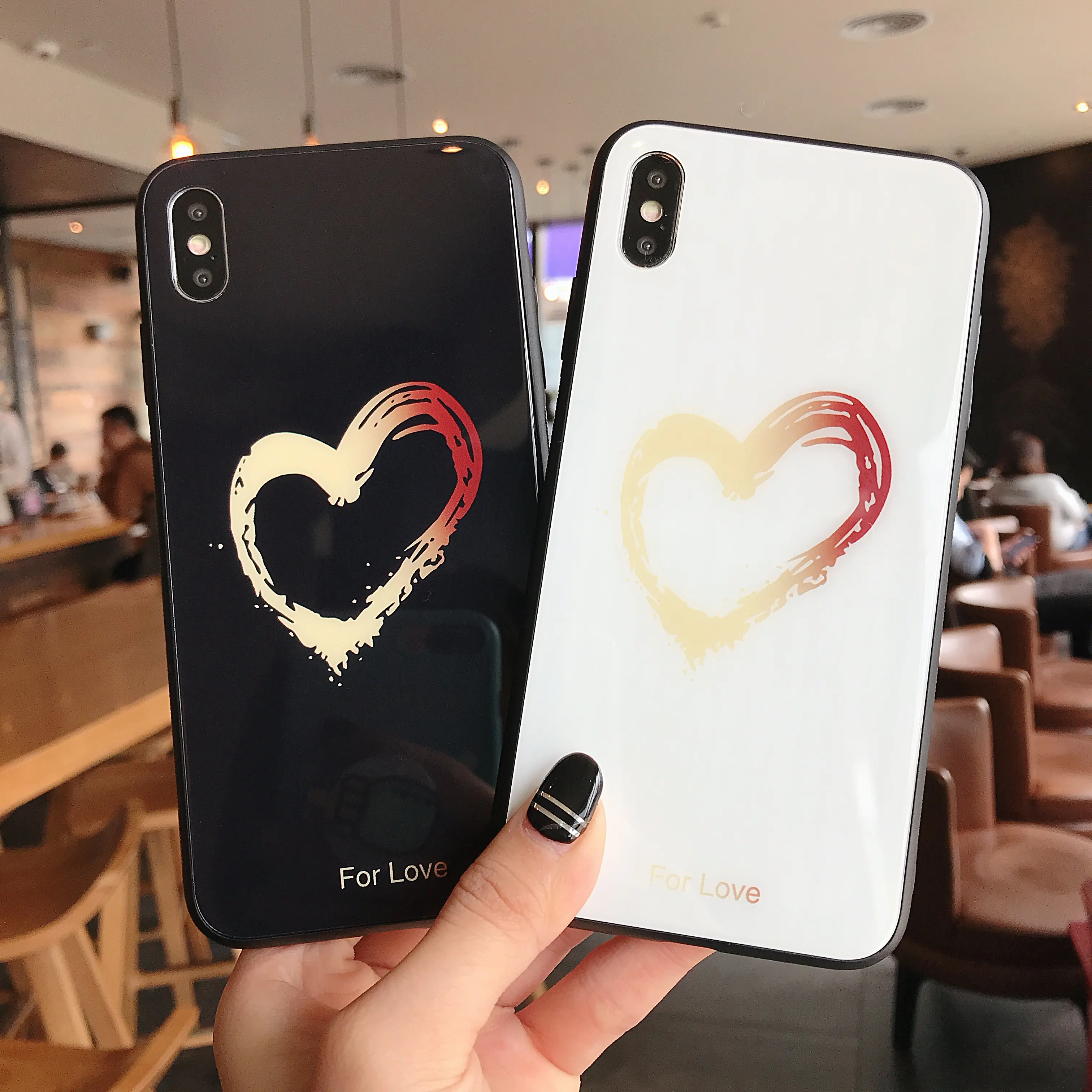 Sweet Heart Couple Lover Honey Case for iPhone X/8/8 Plus/7/7 Plus/6s/6sPlusペインティングケース