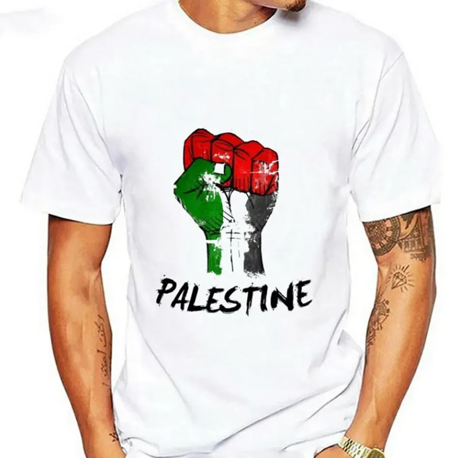 2024 nuovo stile di cotone materiale stampa Logo promozionale libero palestina O collo t-shirt con il tifo
