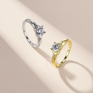 خاتم خطوبة نسائي من الموسانيت بوزن 0.98 قيراط، فضة استرلينية عيار 925، تصميم كلاسيكي بأربعة مخالب، مطلي بالروديوم والذهب عيار 14 قيراط، رومانسي ومعتمد من GRA - Product Image 4