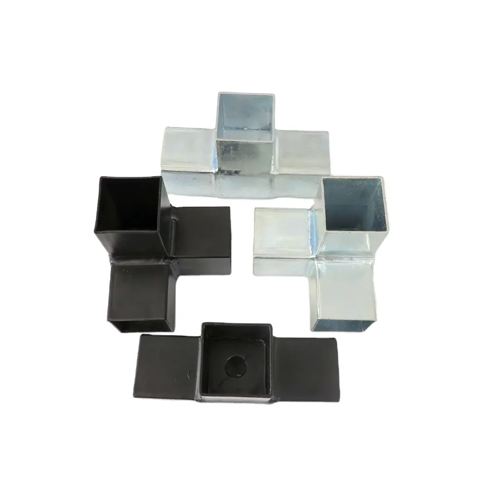 Best selling Steel pipe fittings Custom made metal welded T joint galvanized square steel tube connectors