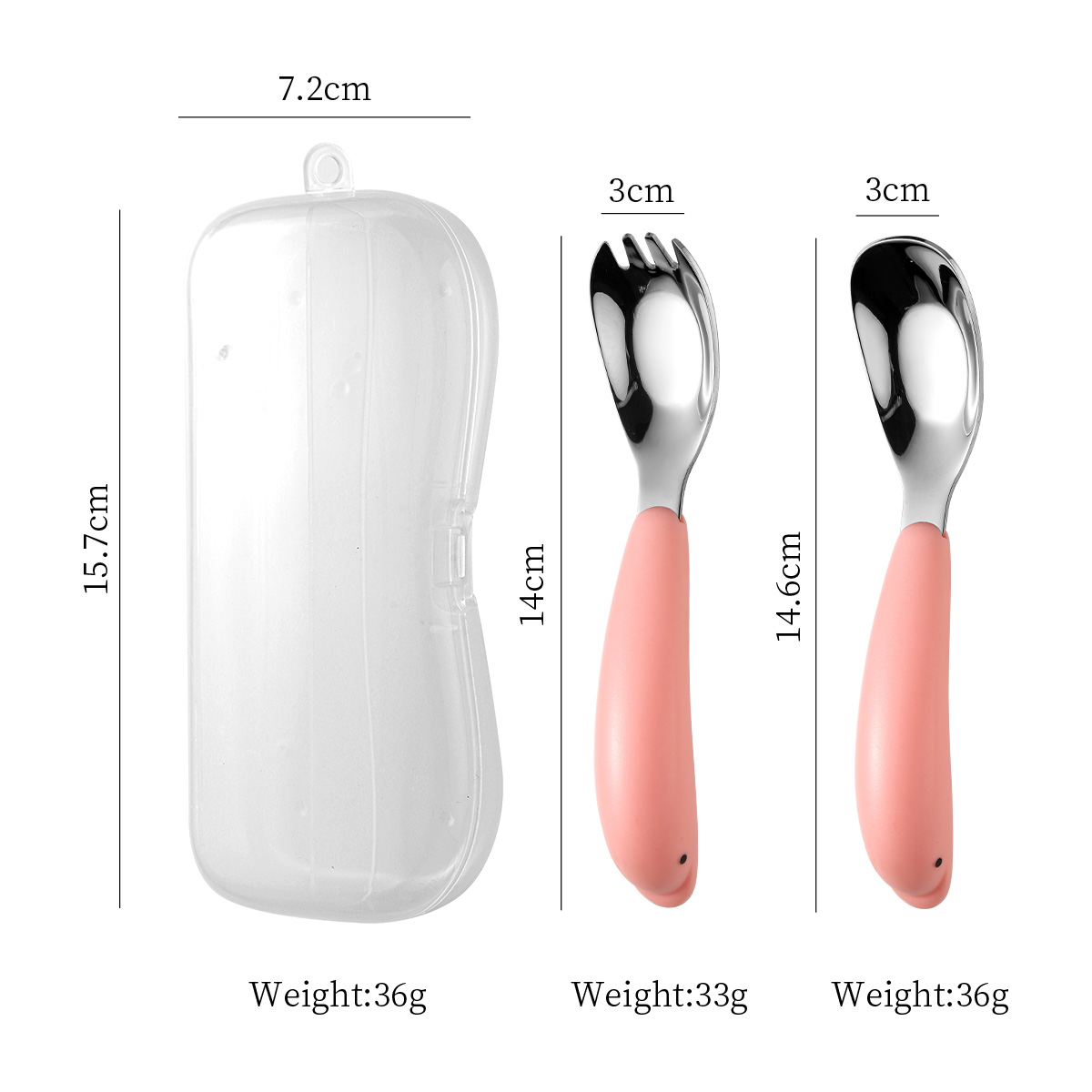 304 Ensemble cuillère et fourchette Yuanbao pour enfants Dolphin (rose)