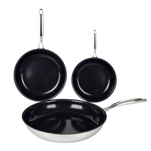 Oem chấp nhận được pfas miễn phí Bộ đồ nấu nướng màu đen Lớp phủ gốm chậu và Chảo thép không gỉ không dính chảo không có đinh tán cảm ứng cơ sở - Product Image 2