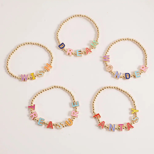 Benutzer definierte Name Perlen Armband Buchstaben Wörter personal isierte Perlen Armbänder für Frauen Männer Schmuck Geschenk