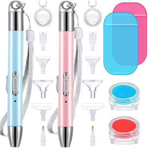 UBS Charging LED Light Drilling <strong>Pointer</strong> Pen Multifunctional Luminous Tricolor Diamond Drawing Tool Drill Point Pen with Tix Box