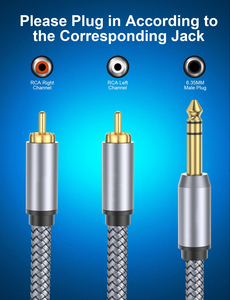 Cable de Audio RCA a 6,35mm resistente 1/4 pulgadas TRS Jack a 2RCA estéreo Y Splitter Cable adaptador para altavoz AV receptor amplificador - Product Image 3