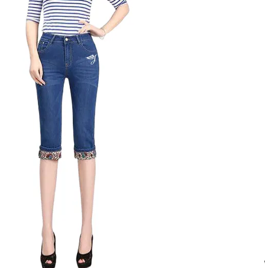 SMO Denim Jeans para mujer pantalones capri de longitud corta para mujer