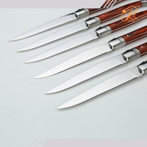 Laguiole Style Classic Design Steak Knife Set 6pcs <strong>Red</strong> Pakka Wood <strong>Handle</strong> <strong>Flatware</strong> With Sharp Blade for School Home Table Cutlery - Product Image 4