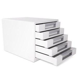 High Quality Deli 9780 Office Desktop Storage <strong>File</strong> Cabinet 5-layer Large-capacity A4 <strong>File</strong> Storage ABS Resin Light Gray Single - Product Image 4