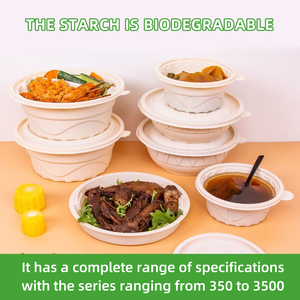 コーンスターチ丸包装箱使い捨ての生分解性ランチボックス環境にやさしい食品容器 - Product Image 2