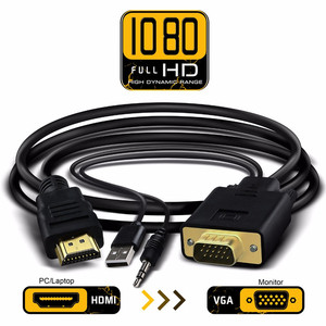 Cable de HDMI a VGA de 1,8 M 6F, chip de conversión uilt-In macho a macho con cable de audio estéreo de 3,5mm - Product Image 3