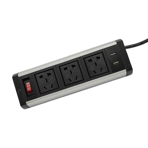 定制台式电源插座，带2个USB 3路插头4个插座台式夹电源板会议插座，带4个USB a输出端口 - Product Image 1