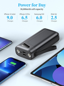 Popular <strong>Products</strong> 2025 Trending Original Factory Supper Capacity Built-in Flashlight 30000mAh Rechargeable Portable Power Bank - Product Image 2