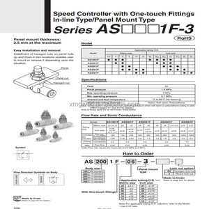 Tek dokunuşla bağlantı parçaları In-line tip Panel montajlı SMC AS3001F-10-3 AS---1F-3 serisi hız kontrol cihazı - Product Image 6