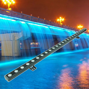 屋外防水RGB IP66リニア<span class=keywords><strong>LED</strong></span>ウォールウォッシャーライト18W/24WアルミニウムボディDMX512/DC24V建築 & ホテル照明用