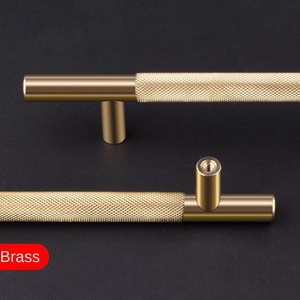 Altın tırtıl kolu yuvarlak tüp alüminyum alaşımlı profil basit lüks dolap kapı topuzu ve mutfak dolap Dresser için kolu - Product Image 2