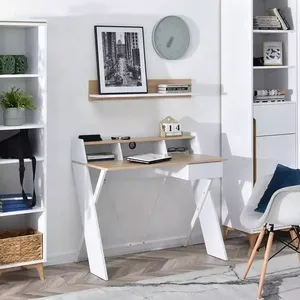 Muebles de oficina para el hogar, escritorio de ordenador simple con estantes de almacenamiento de cajón, mesa de estudio de madera de acero - Product Image 6