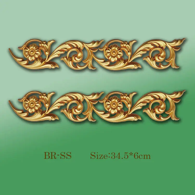 Banruo Fiore Stile Classico Oro PS Cornicione Impiallacciatura Ornamento Pannello del Soffitto Appliques Accessori Per La Decorazione Della Casa