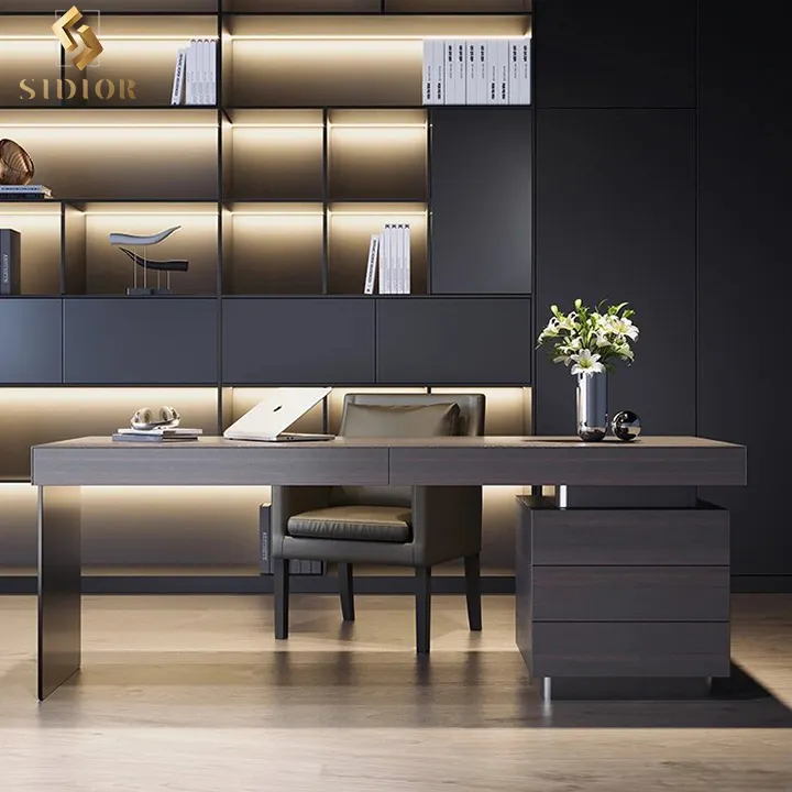 Bureau de direction haut de gamme en bois, mobilier de bureau de luxe